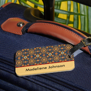 Colorful Red Gold Blue Tribal Circles Geometric Luggage Tag