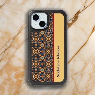Colorful Red Gold Blue Tribal Circles Geometric