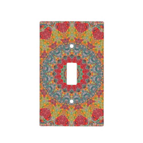 Colorful Red Green and Blue Mandala Kaleidoscope Light Switch Cover
