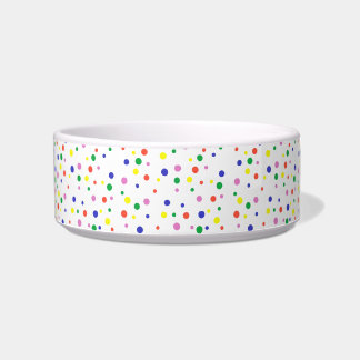 Colorful Red Green Blue Yellow Polka Dots Pet Bowl