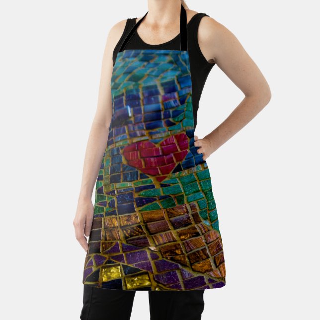 Colorful Red Heart Mosaic Apron (Insitu)