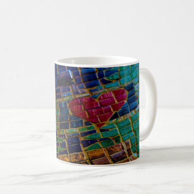 Colorful Red Heart Mosaic Coffee Mug (Front Right)