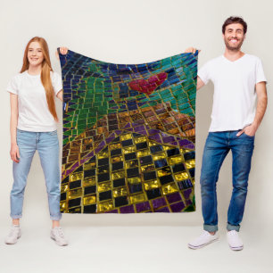 Colorful Red Heart Mosaic Fleece Blanket