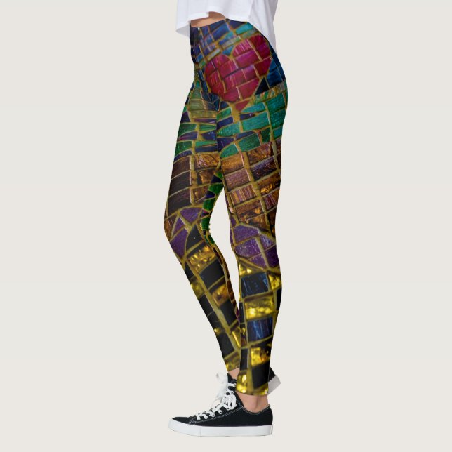 Colorful Red Heart Mosaic Leggings (Left)
