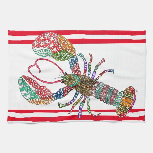 Colorful Red Lobster Kitchen Towel