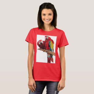 Colorful Red Macaw Watercolor Painting Design T-Shirt