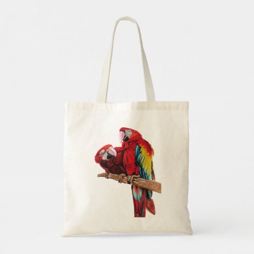 Colorful Red Macaw Watercolor Painting Design Tote Bag