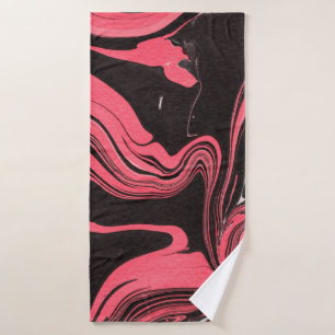 Colorful red marble ink paper textures on white ba bath towel