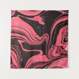 Colorful red marble ink paper textures on white ba tapestry