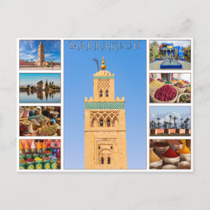 Colorful Red Marrakech Moroccan Architecture Postcard