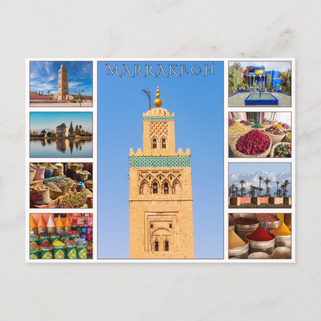 Colorful Red Marrakech Moroccan Architecture Postcard (Front)