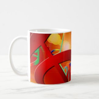 Colorful Red Music Notes and Symbols