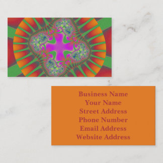 Colorful Red, Orange and Green Fractal Business Card