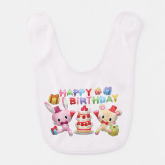 Colorful Red Pink Blue Birthday Cake Gift Baby Bib