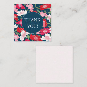 Colorful Red Pink Floral Blue Blush Thank You Enclosure Card
