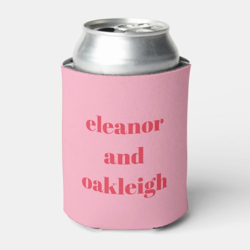 Colorful Red Pink Modern Simple Wedding Custom  Can Cooler