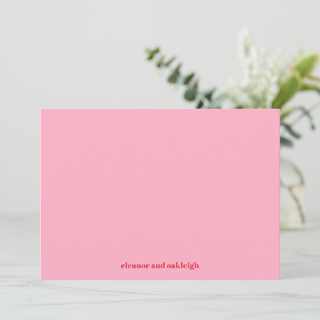 Colorful Red Pink Modern Simple Wedding Custom  Thank You Card (Standing Front)
