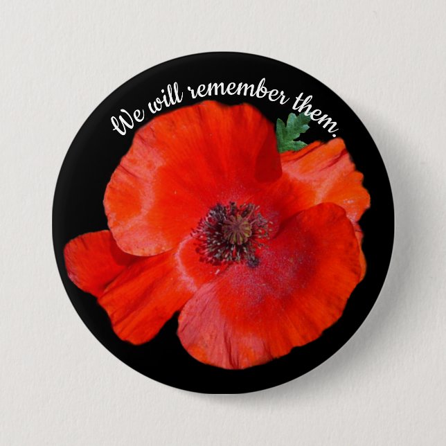 Colorful Red Poppy Button (Front)