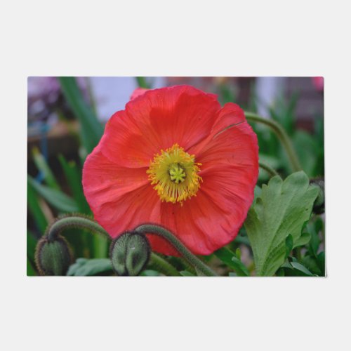 Colorful Red Poppy Doormat