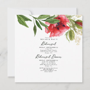 Colorful Red Poppy Rehearsal Square Invitation