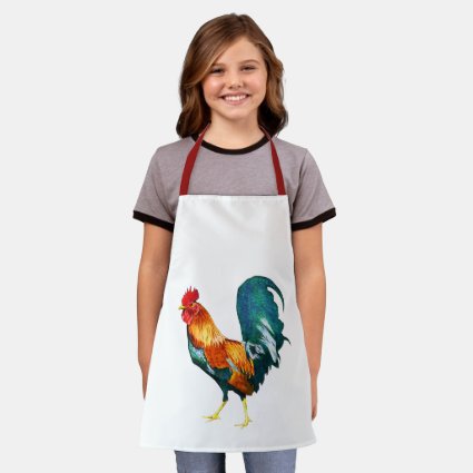 Colorful Red Rooster Bird Apron