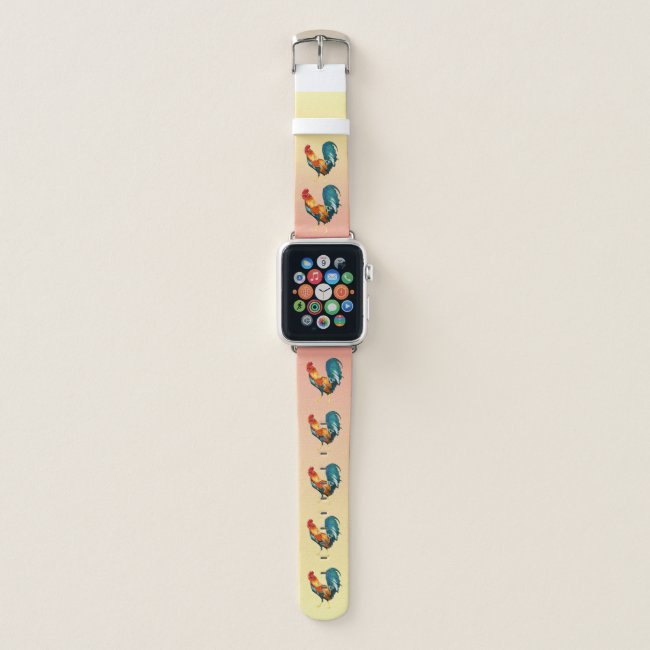Colorful Red Rooster Bird Pattern Apple Watch Band
