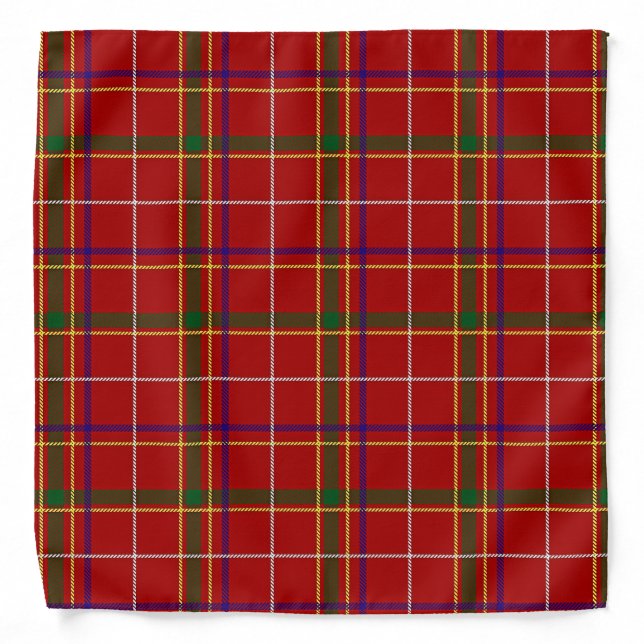 Colorful Red Tartan Plaid Bandana (Front)