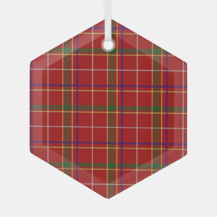 Colorful Red Tartan Plaid Glass Ornament