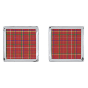 Colorful Red Tartan Plaid Pattern Cufflinks