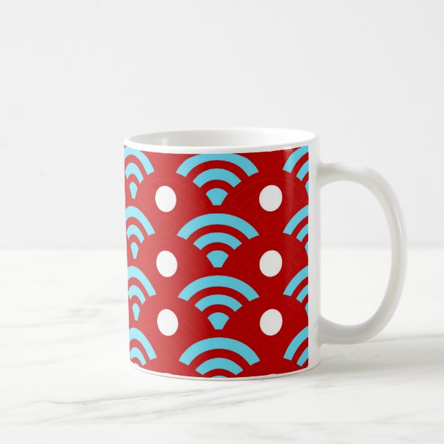 Colorful Red Teal Turquoise Rainbows Arches Dots Coffee Mug (Right)