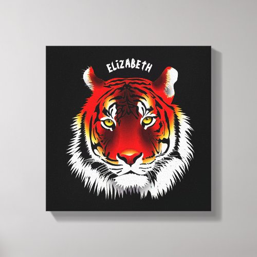 Colorful Red Tiger With Yellow Eyes Drawing Canvas Print