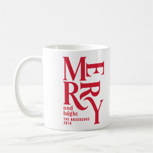 Colorful red vintage merry chritsmas favor gift coffee mug