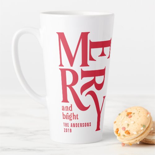Colorful red vintage merry chritsmas favor gift latte mug