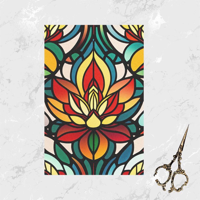 Colorful Red Water Lily Stained Glass Tissue Paper (Creator Uploaded)