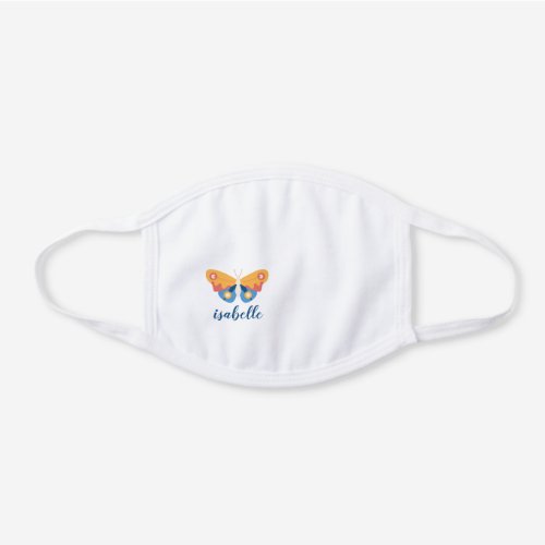 Colorful Red White Blue Butterfly Name White Cotton Face Mask