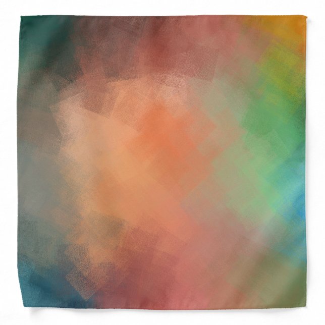 Colorful Red Yellow Blue Green Black Abstract Art Bandana (Front)