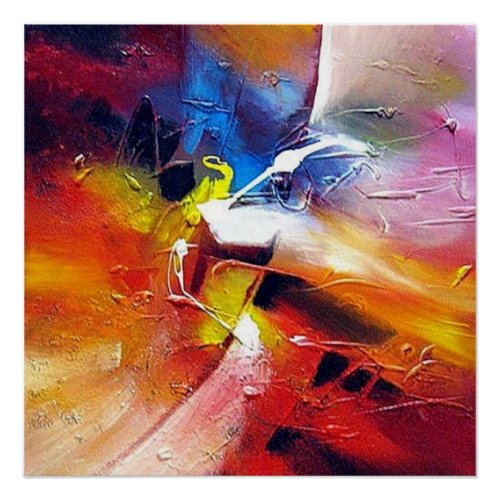 Colorful Red Yellow Green Blue Pink Expressionism Poster