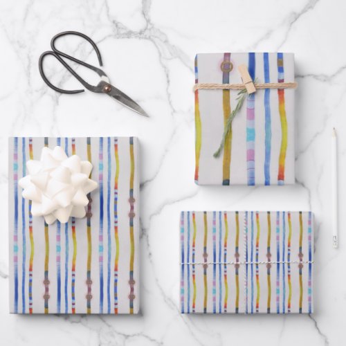 Colorful Reeds wrapping paper sheets set of 3
