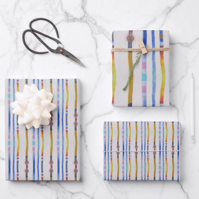 Colorful Reeds wrapping paper sheets set of 3 (Front)