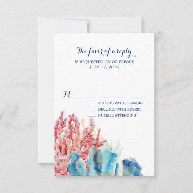 Colorful Reefs Watercolor | Wedding RSVP (Front)