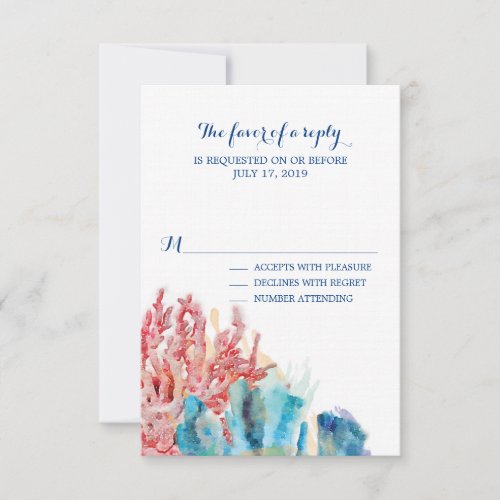 Colorful Reefs Watercolor  Wedding RSVP