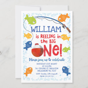 Colorful Reeling In The Big one Birthday Invitation