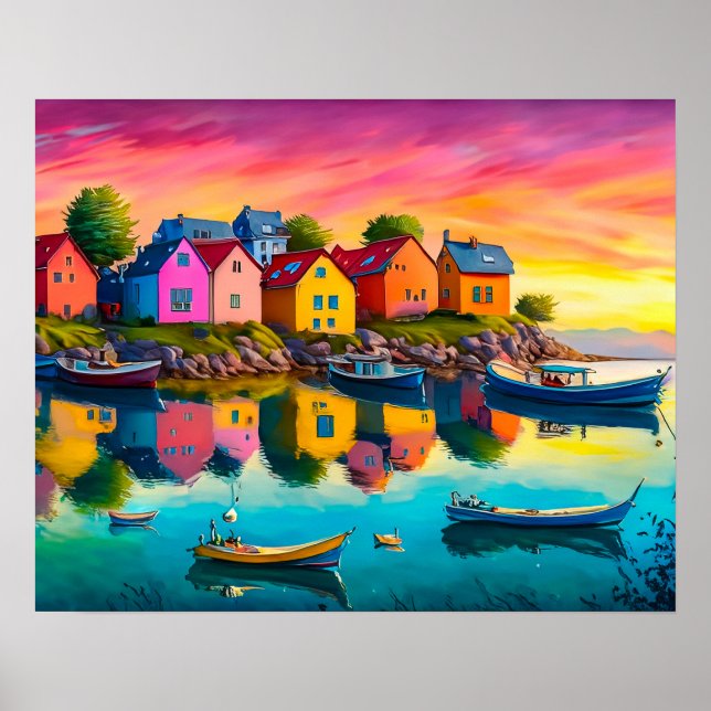Colorful Reflection of Houses Poster (Front)