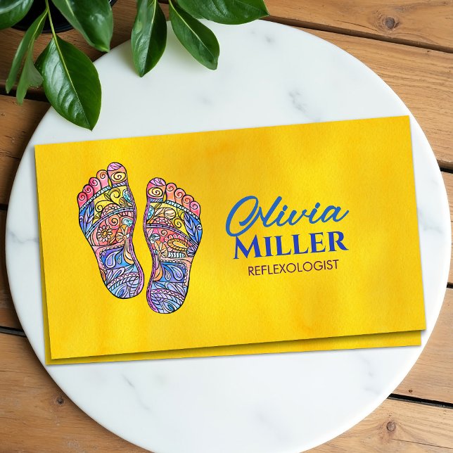 Colorful Reflexology Footprints flourish ornament Business Card (Creator Uploaded)