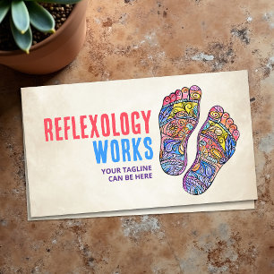 Colorful Reflexology Footprints flourish ornament Business Card