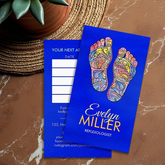 Colorful Reflexology Footprints flourish ornament Business Card (Creator Uploaded)