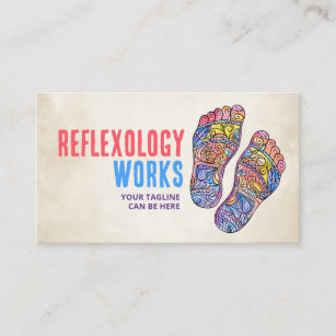 Colorful Reflexology Footprints flourish ornament Business Card
