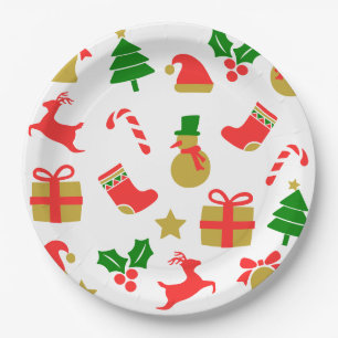 Colorful Reindeer Christmas Tree Festive Holiday Paper Plates