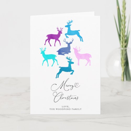 Colorful Reindeer Merry Christmas Card