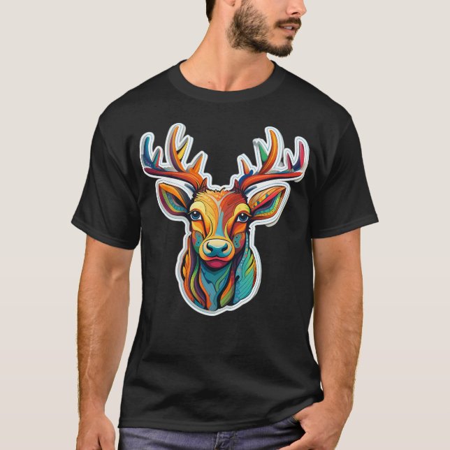 Colorful Reindeer T-Shirt (Front)